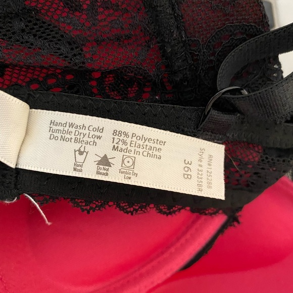 French Affair padded push up bra with pink and black lace - Picture 4 of 7